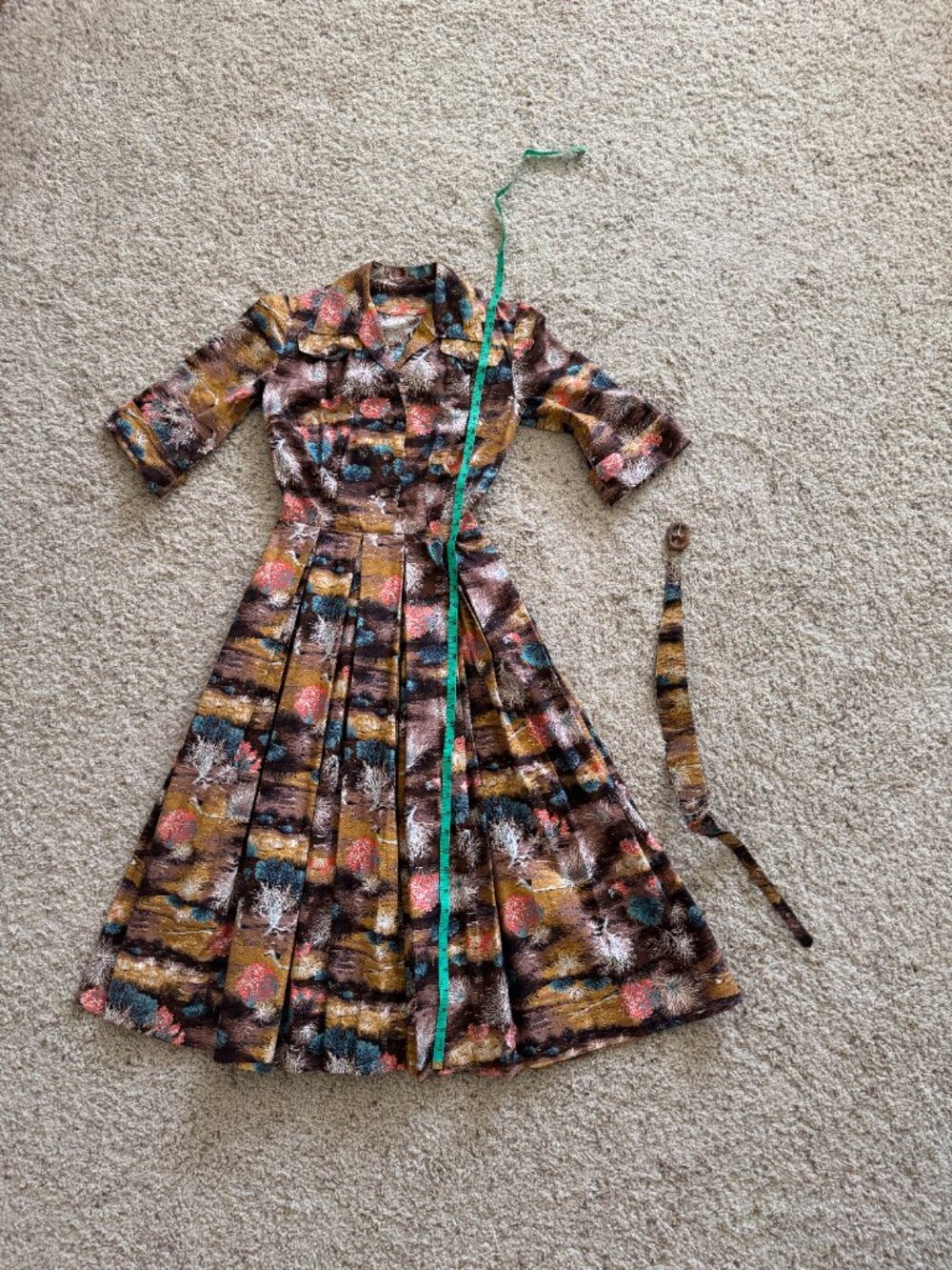 1950s Desert Novelty Print Cotton Shirtwaist Dress & Matching Belt - Picture 7 of 8